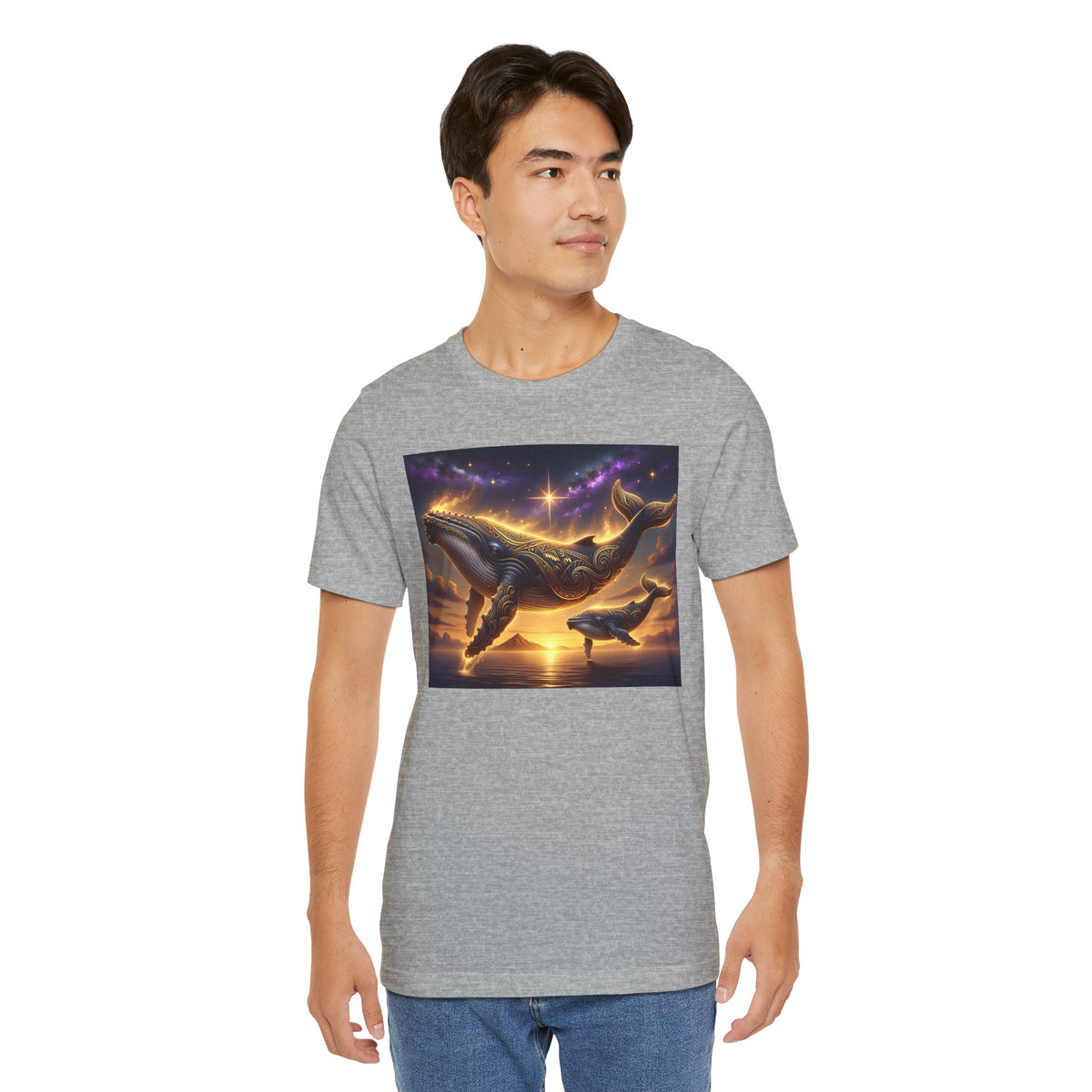 Sunset Whale Family T‑Shirt — Ocean Whale Scene Tee