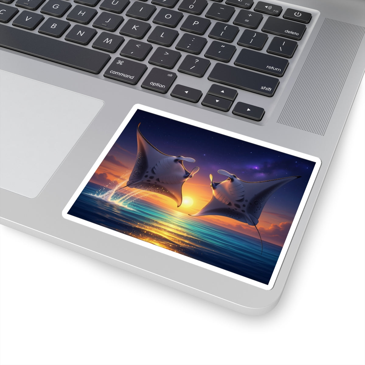 Manta Ray Sunset Sticker — Ocean Lovers Kiss-Cut Decal
