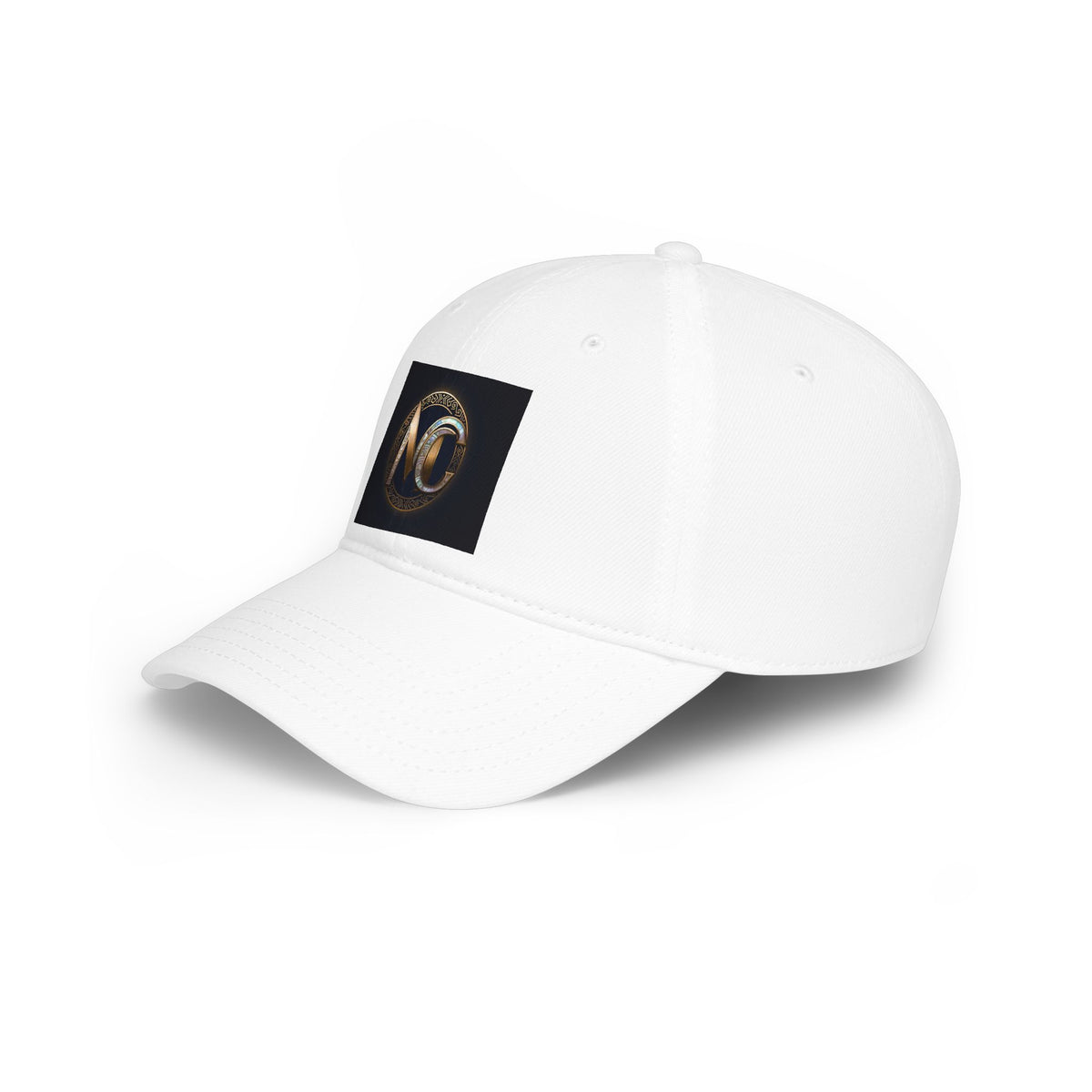Low-profile baseball cap with gold and pearl emblem—bold minimalist hat