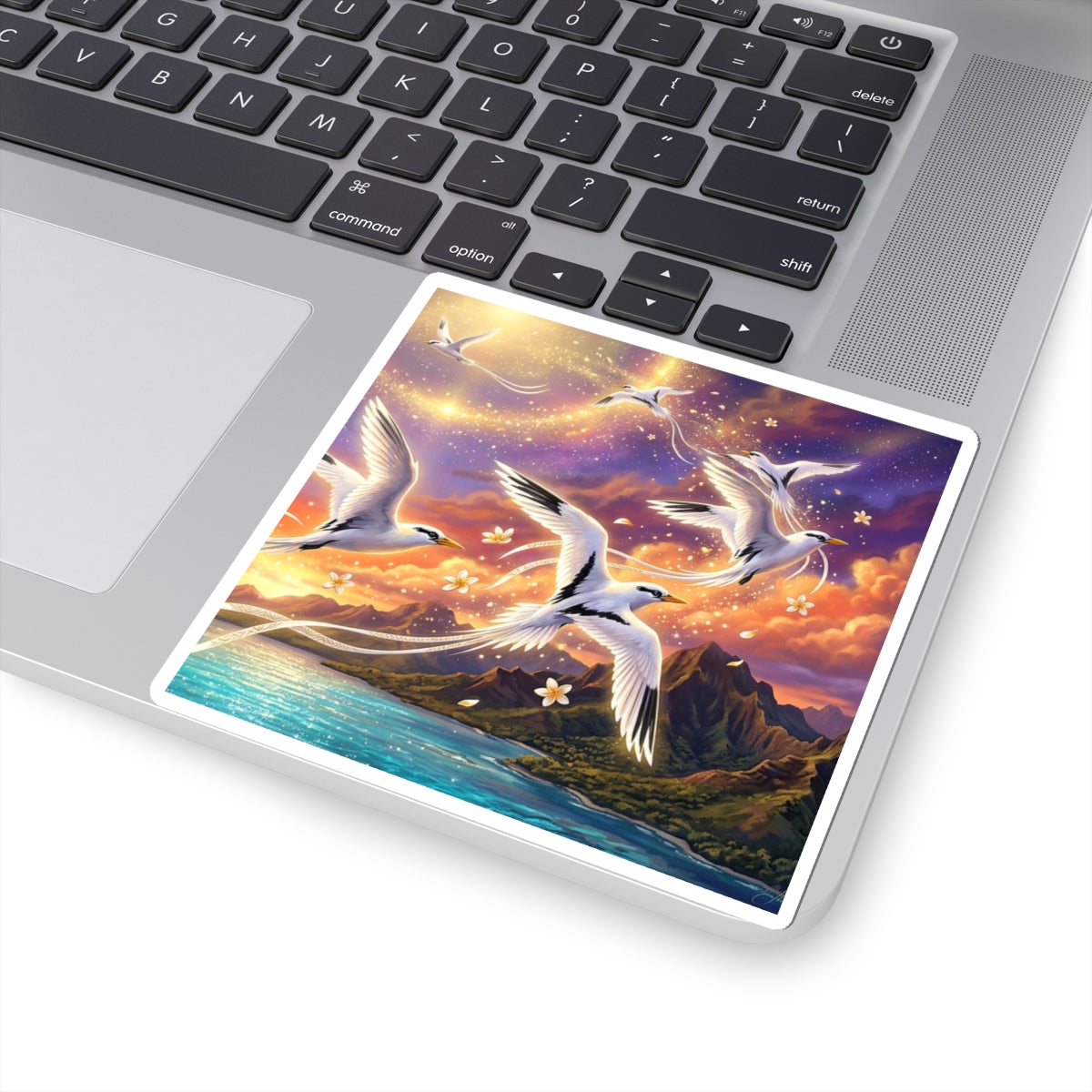 Pailles en queue at Sunset Kiss-Cut Sticker — Dreamy Ocean Sunset Wildlife Decal