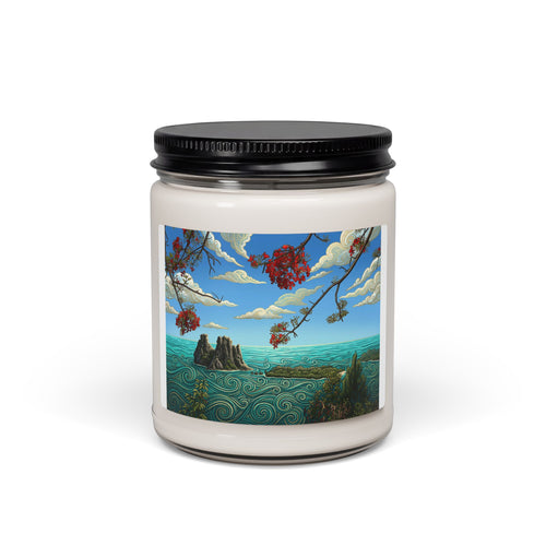 Coastal Blossom Soy Candle — 9oz Scented Jar (Ocean Breeze & Floral Notes)