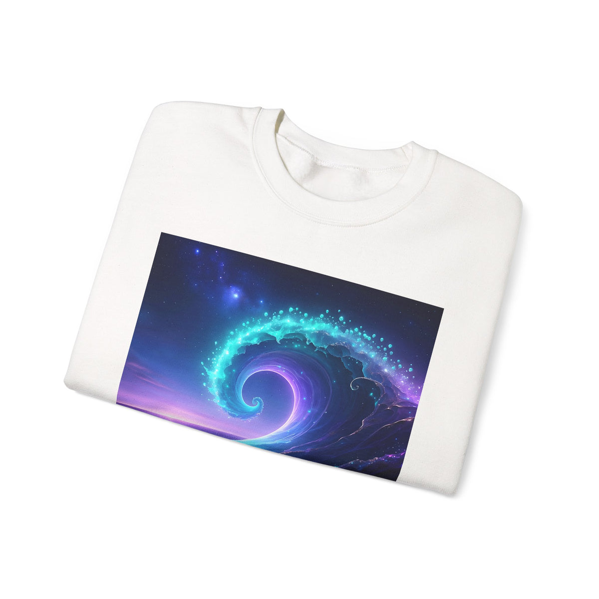 Cosmic Wave Crewneck Sweatshirt — Galaxy Spiral Graphic