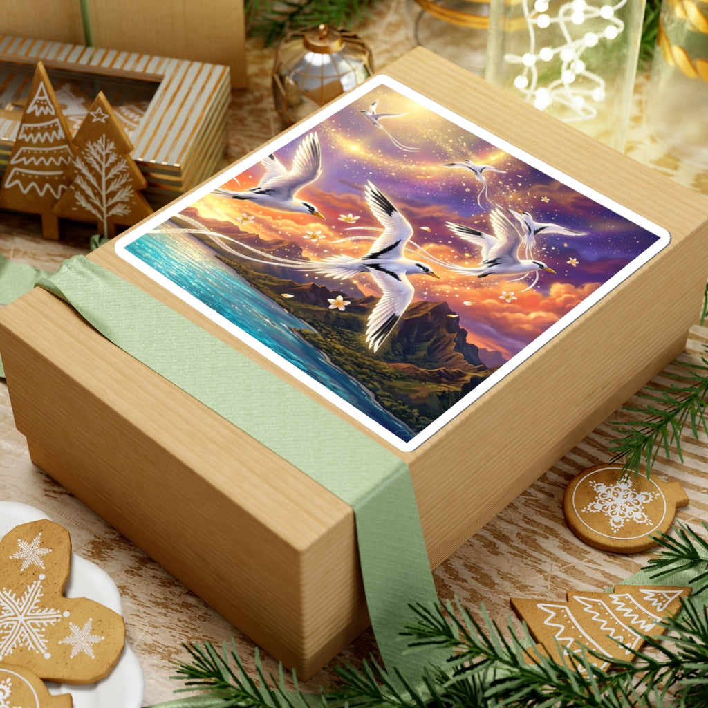 Pailles en queue at Sunset Kiss-Cut Sticker — Dreamy Ocean Sunset Wildlife Decal