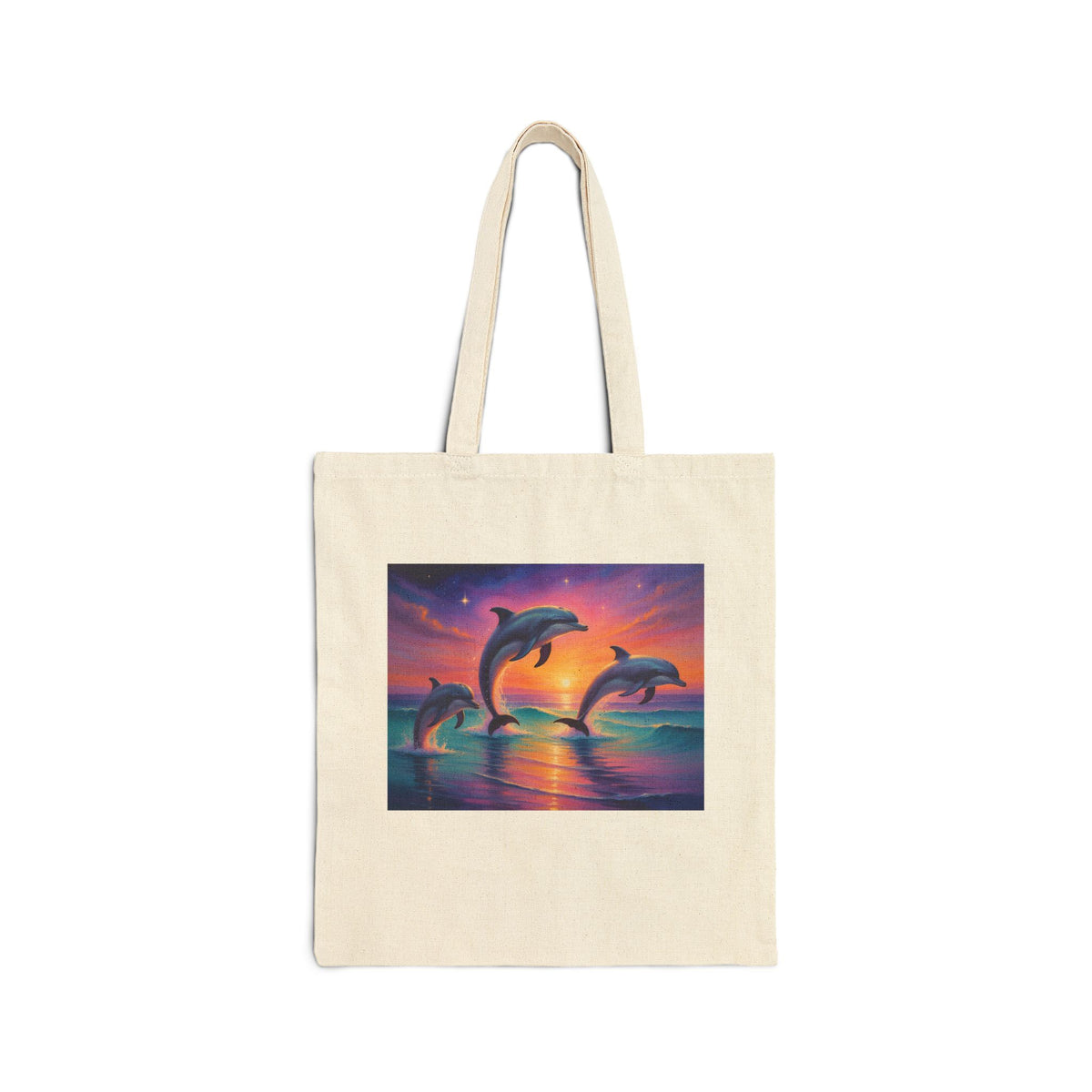 Dolphin Sunset Canvas Tote Bag