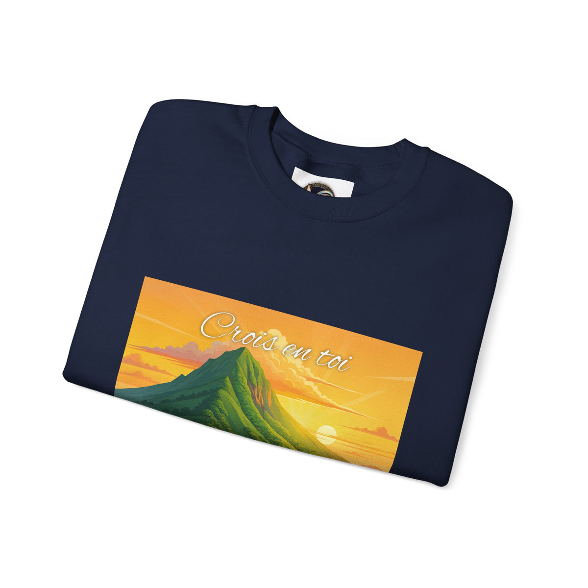 Crewneck Sweatshirt — Tropical Sunrise Volcano Graphic 'Curaçao'