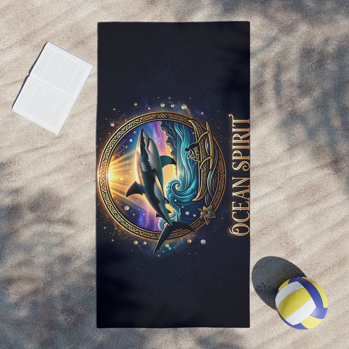Ocean Spirit Beach Towel – Mystic Whale Sunset Design