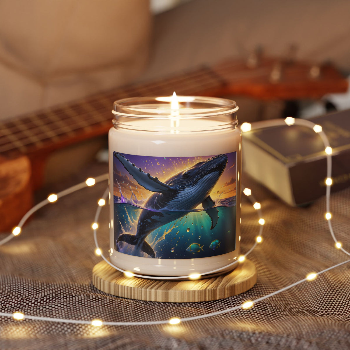 Whale Horizon Soy Candle — 9oz Scented Jar (Ocean Breeze)