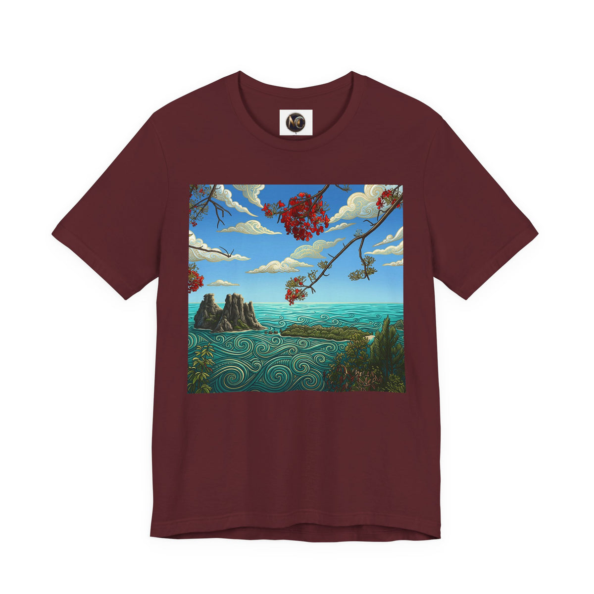 Surreal Beachscape Tee — Dreamy Sunset Ocean Art T-Shirt