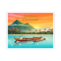 Tropical Canoe Sticker — "Continue d'avancer" Sunset Vinyl Decal