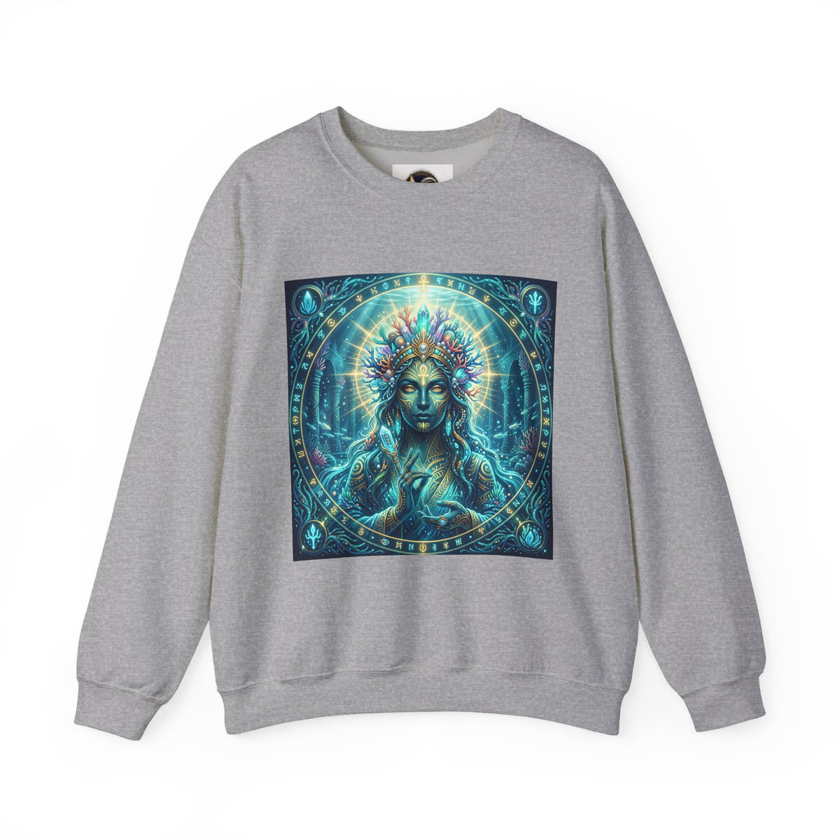 Mystic Goddess Crewneck Sweatshirt — Neon Spiritual Art Pullover