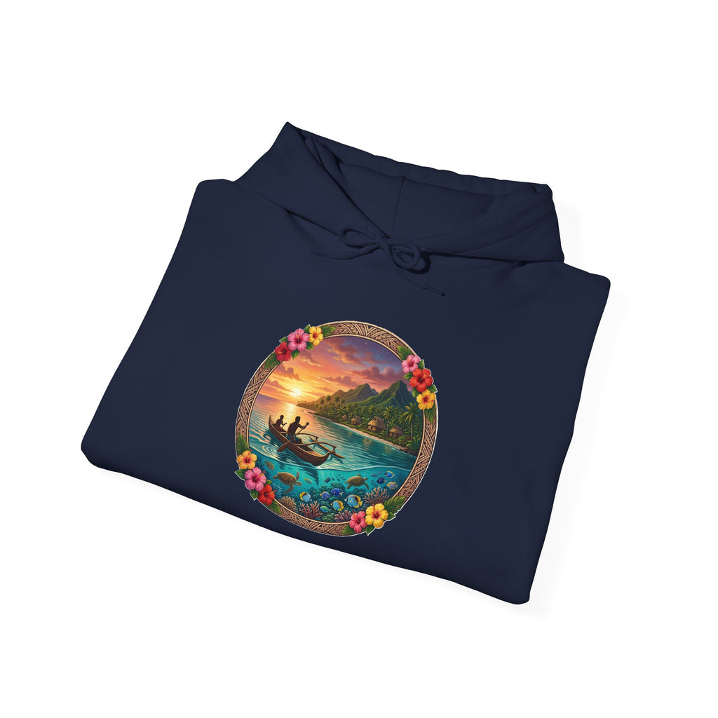 Sunset Surf Hoodie — Tropical Beach Circle Graphic Sweatshirt
