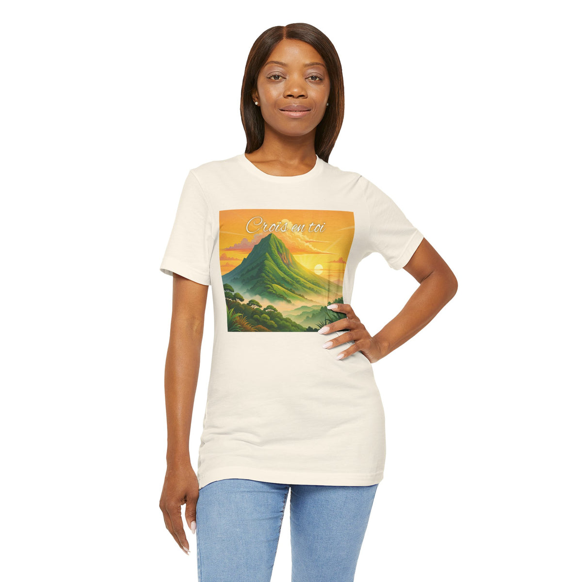 Sunrise Mountain Graphic Tee — 'Good Morning' Scenic Nature T-Shirt