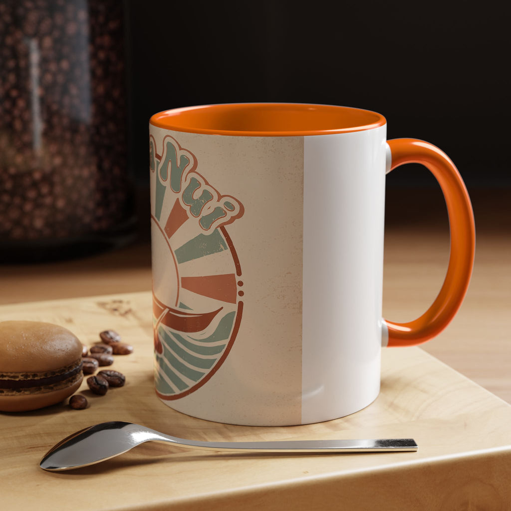 Aloha Nui Coffee Mug — Retro Hawaiian Canoe Sunset Accent Mug (11/15oz)