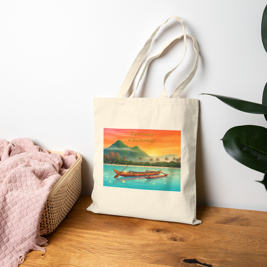 Tote Bag — Tropical Sunset Boat Canvas Tote