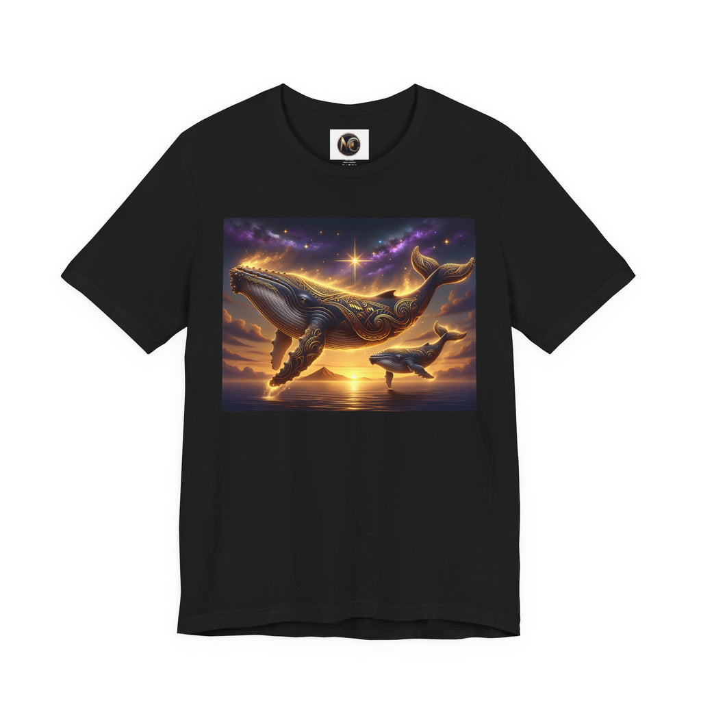Sunset Whale Family T‑Shirt — Ocean Whale Scene Tee