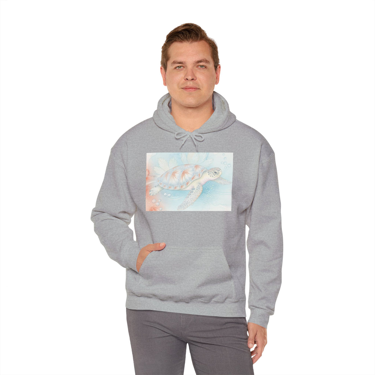 Sea Turtle Watercolor Hoodie — Pastel Ocean Turtle Pullover