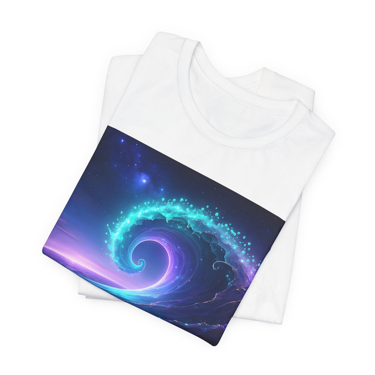 Cosmic Wave Graphic Tee — Neon Surf Ocean T-Shirt