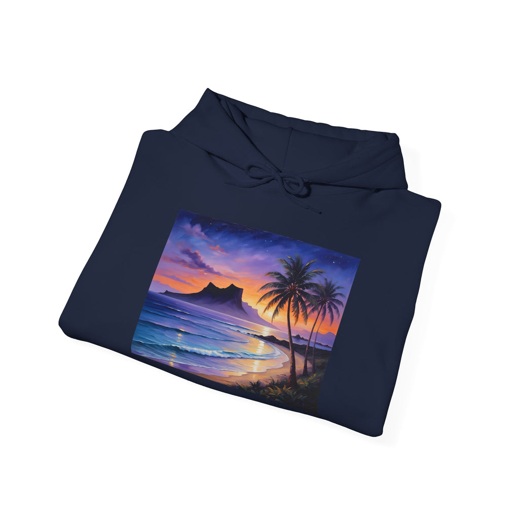 Sunset Beach Hoodie — Tropical Palm Sunrise Graphic Sweatshirt