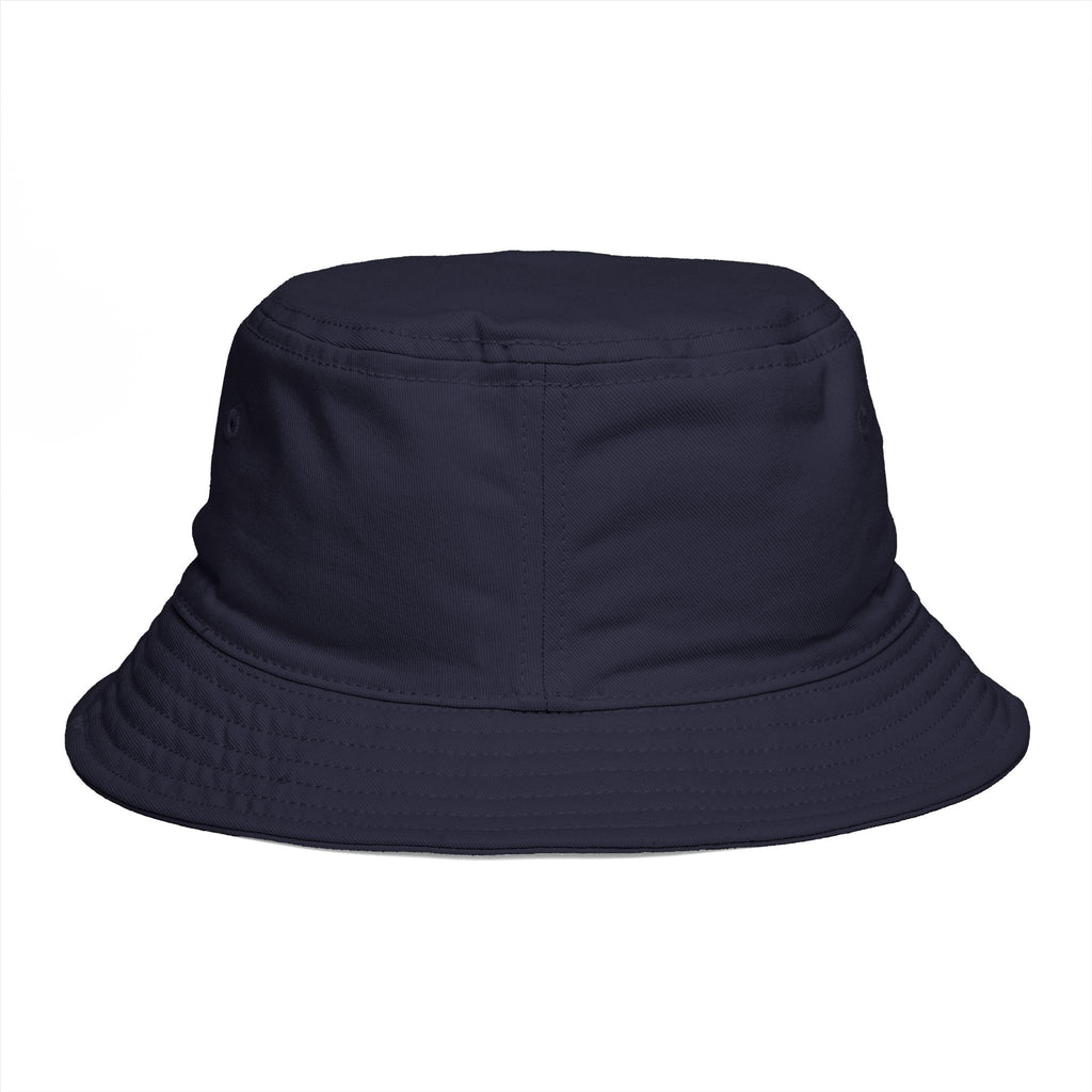 Brown Bucket Hat with Gold and Pearly Emblem — Bold Statement Sun Hat