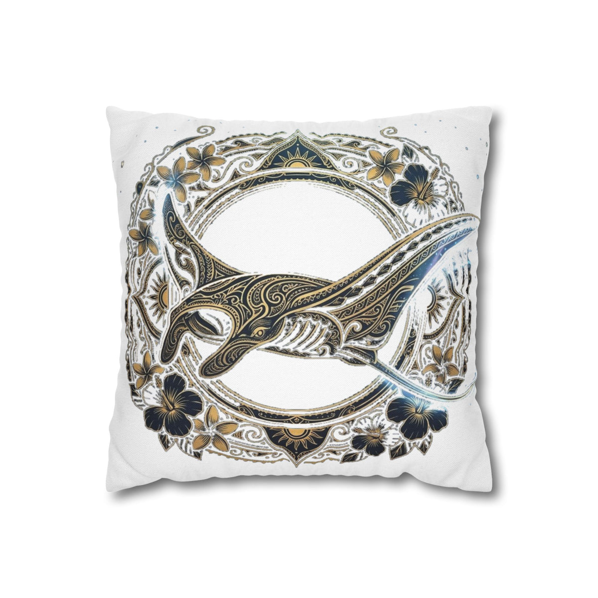 Manta Ray Wave Decorative Pillowcase — Nautical Tribal Manta Ray Throw Pillow Cover
