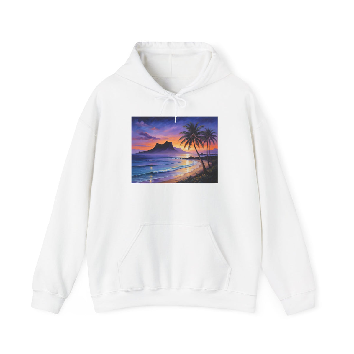 Sunset Beach Hoodie — Tropical Palm Sunrise Graphic Sweatshirt