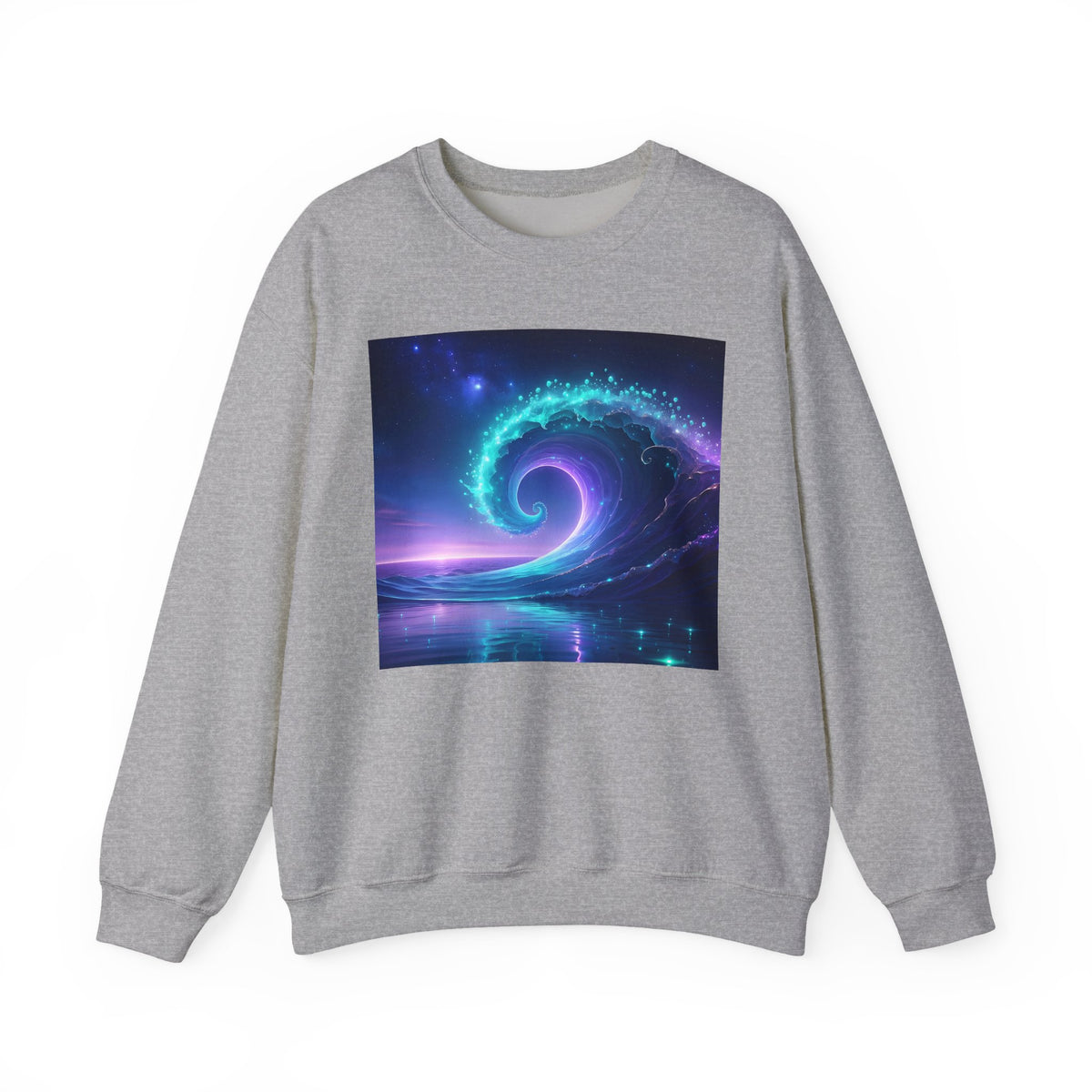 Cosmic Wave Crewneck Sweatshirt — Galaxy Spiral Graphic