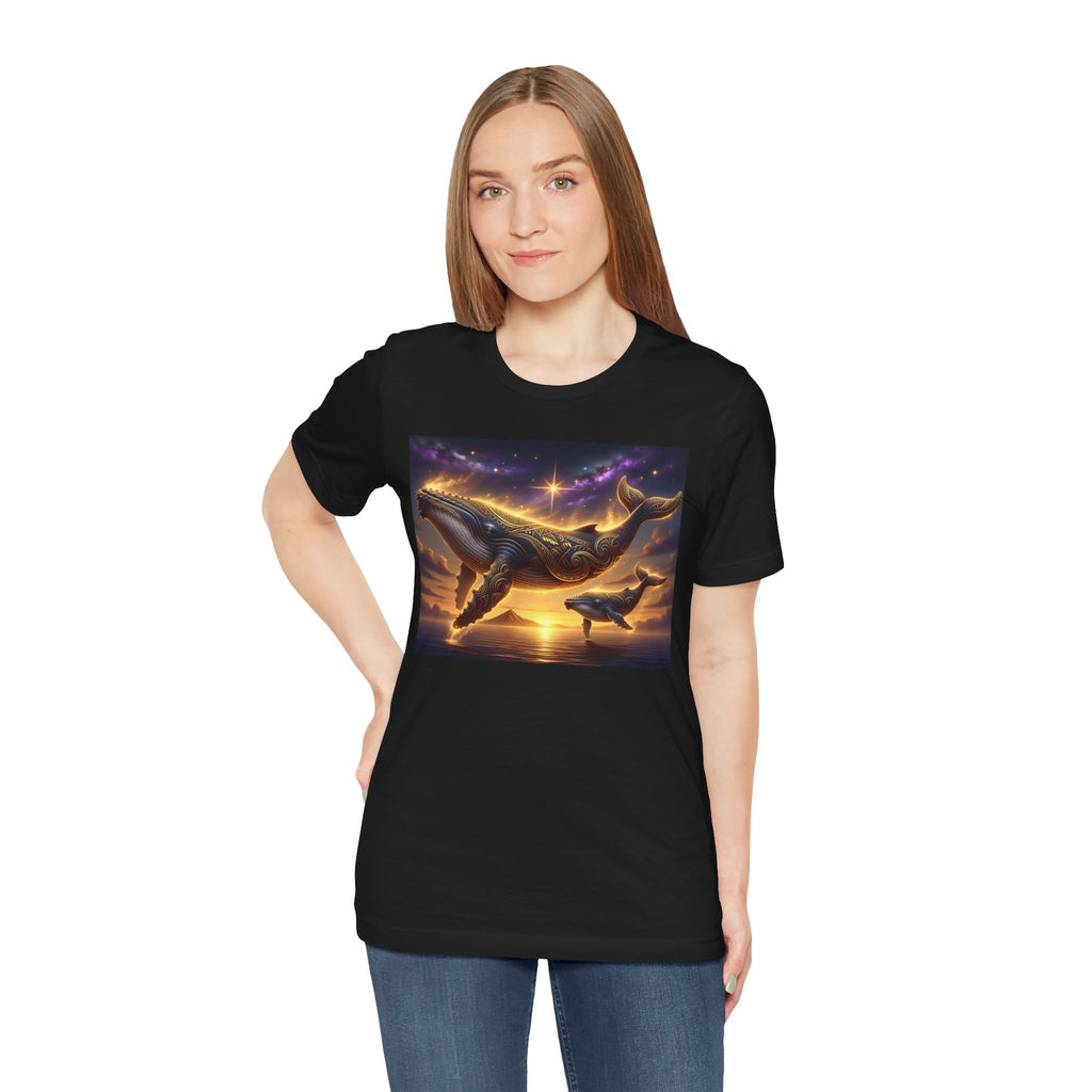 Sunset Whale Family T‑Shirt — Ocean Whale Scene Tee