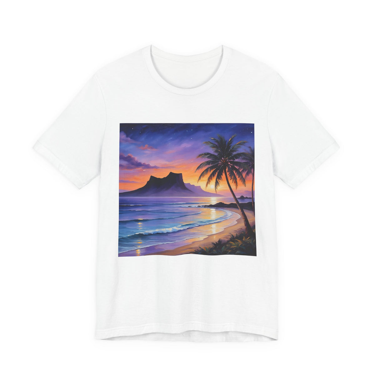 Sunset Beach Palm T-Shirt — Tropical Island Sunset Graphic Tee
