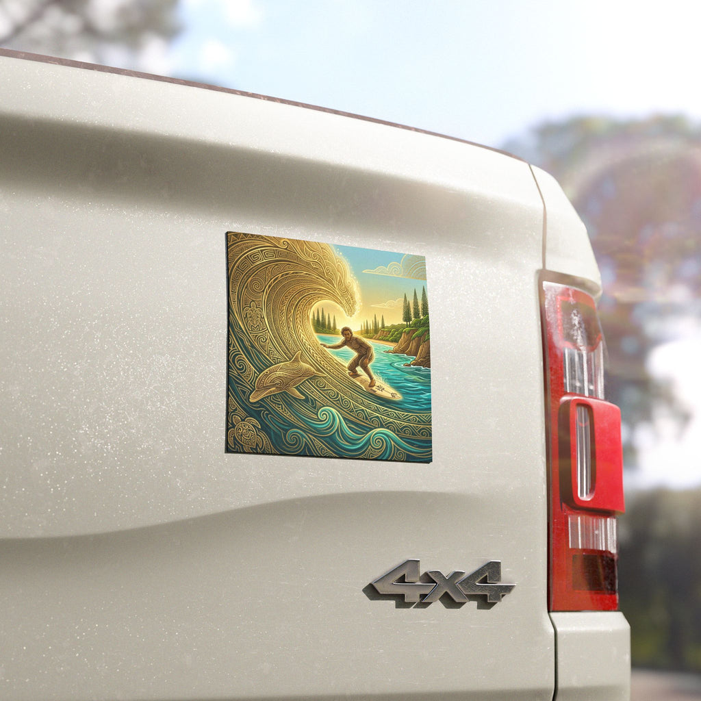 Surfer Wave Art Car Magnet — Nautical Tribal Surfing Design