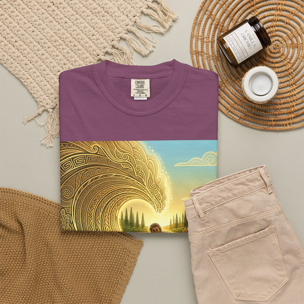 Surfer and Dolphin Wave T-Shirt | Vintage Coastal Surf Art