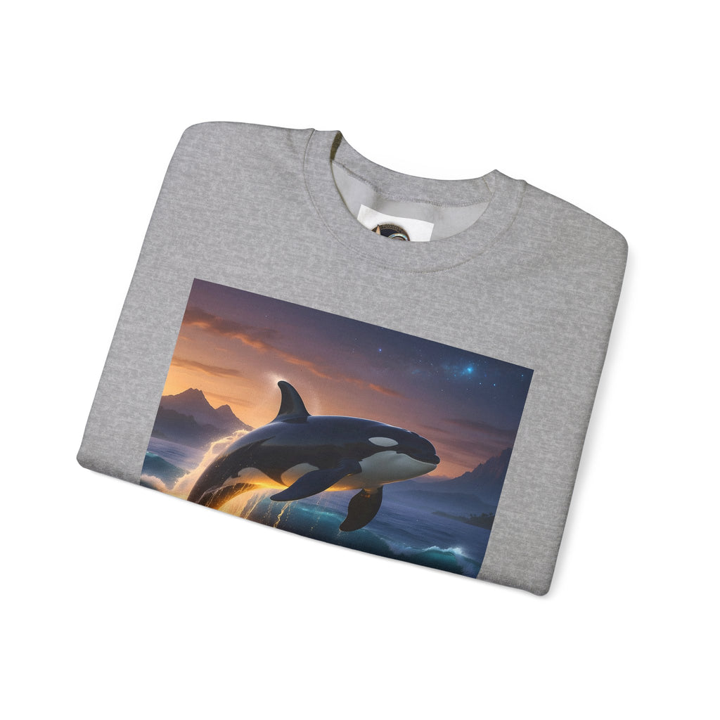 Orca Sunset Crewneck Sweatshirt — Majestic Killer Whale Graphic