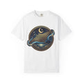 Manta Ray Nightscape T-Shirt | Crescent Moon Ocean Illustration