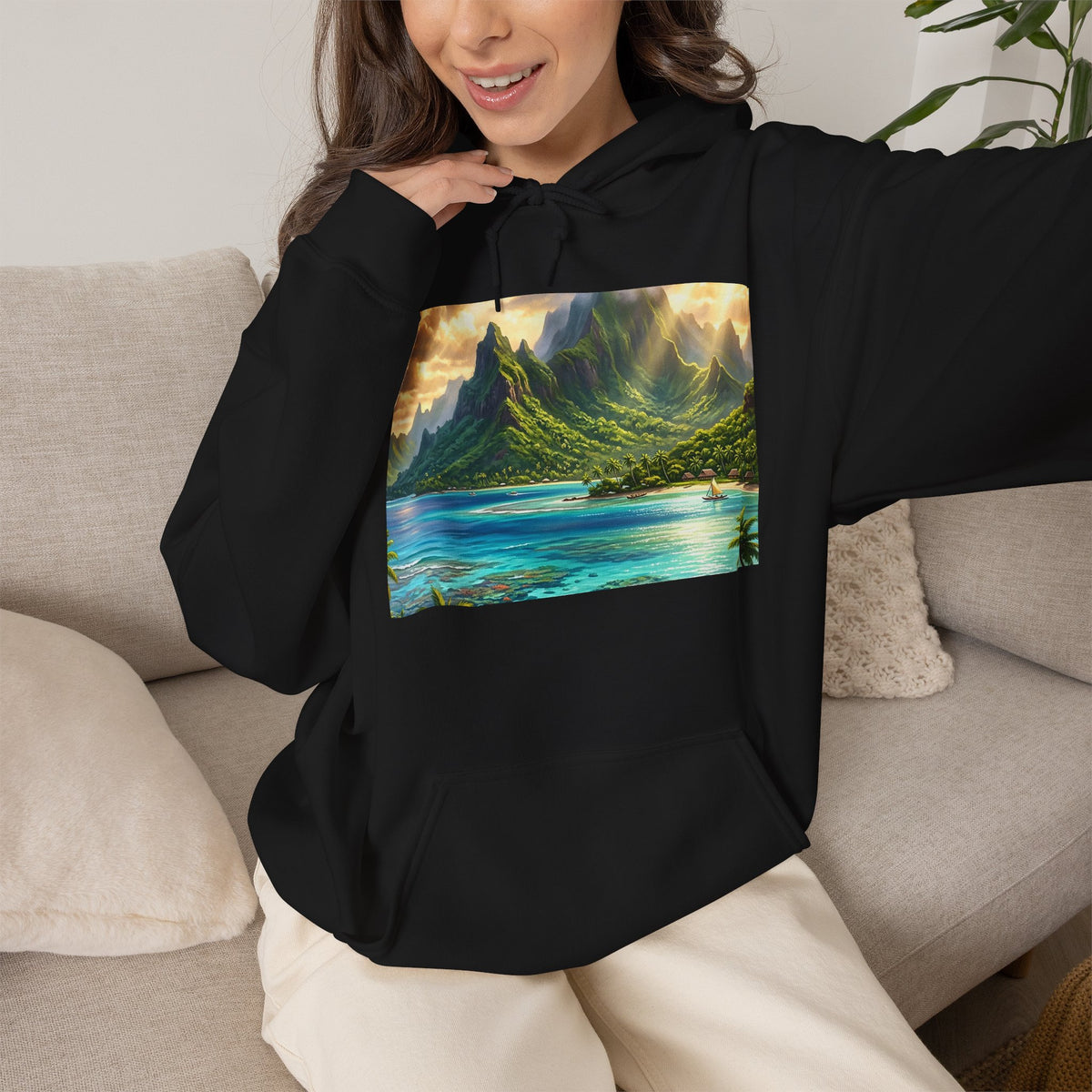 Tropical Beach Hoodie – Scenic Island Sunset Pullover