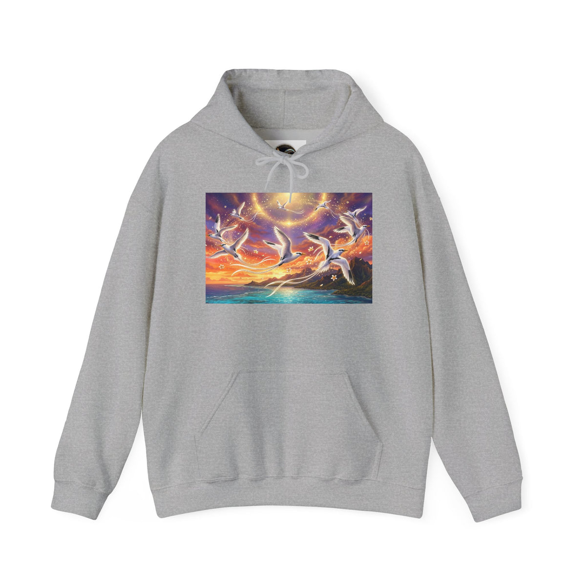 Sunset Pailles en queue Hoodie — Coastal Sunset Ocean Birds Graphic Sweatshirt
