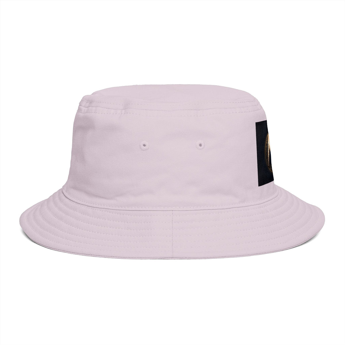 Brown Bucket Hat with Gold and Pearly Emblem — Bold Statement Sun Hat