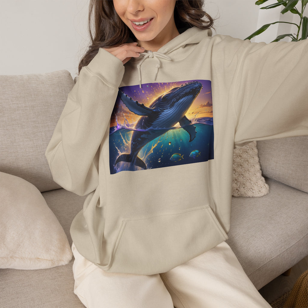 Mystic Whale Sunset Hoodie — Ocean Fantasy Graphic Pullover