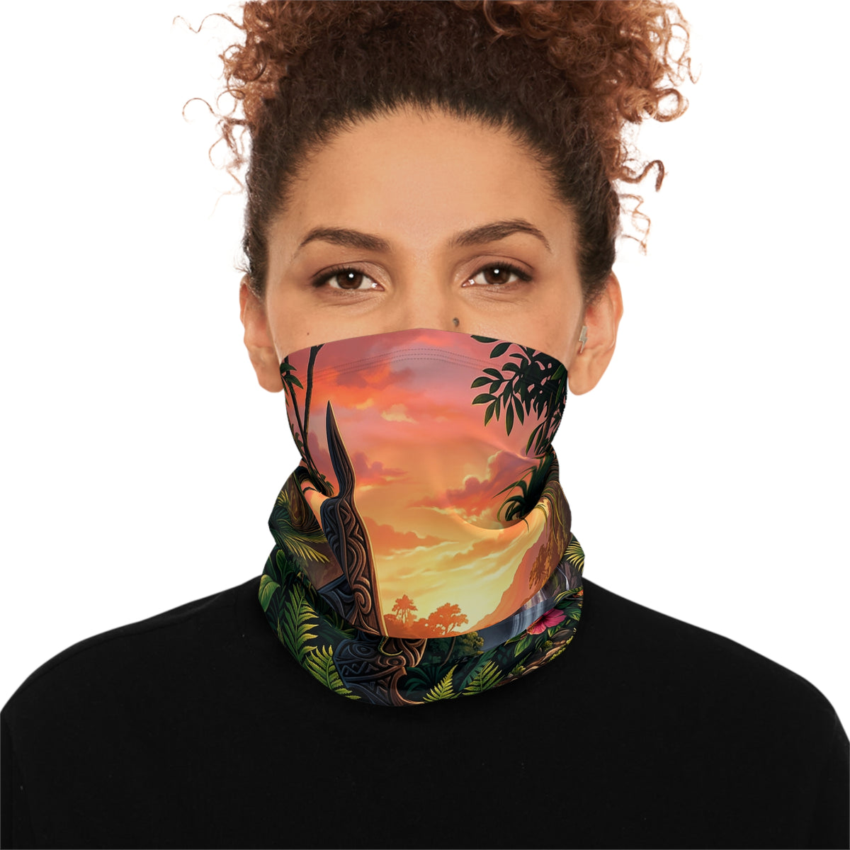 Tropical Sunset Neck Gaiter – Hawaiian Surfboard & Kākāura Winter Face Mask