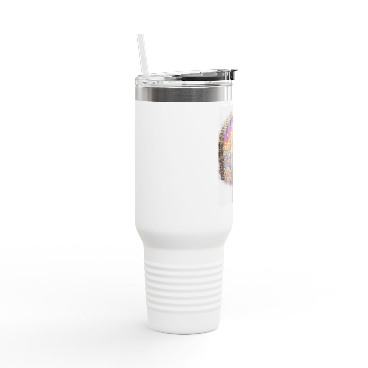 40oz Insulated Travel Mug — Cosmic Dolphin Sunset Stainless Tumbler