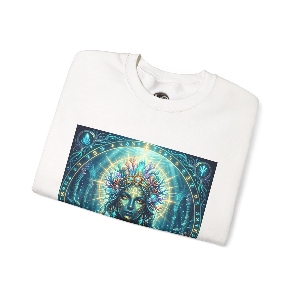 Mystic Goddess Crewneck Sweatshirt — Neon Spiritual Art Pullover