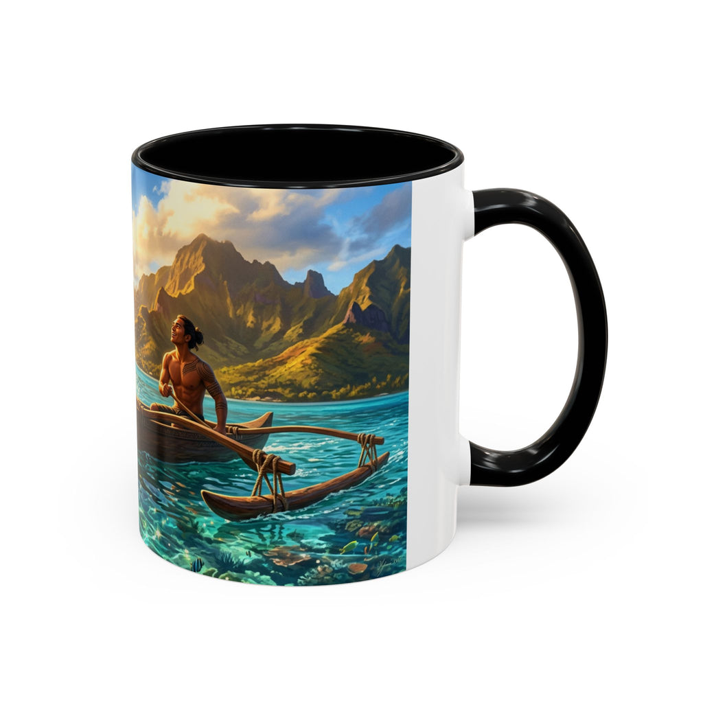 Tropical Canoe Coffee Mug — Ocean Dolphin Sunrise Scenic Mug (11/15oz)