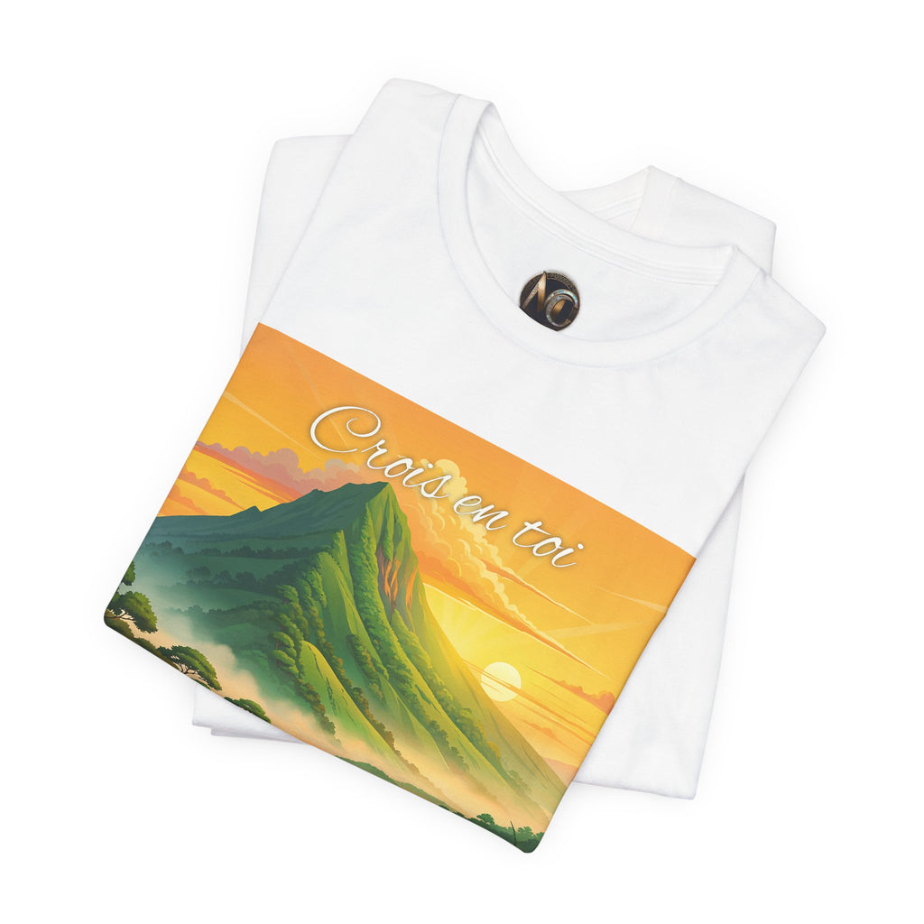 Sunrise Mountain Graphic Tee — 'Good Morning' Scenic Nature T-Shirt