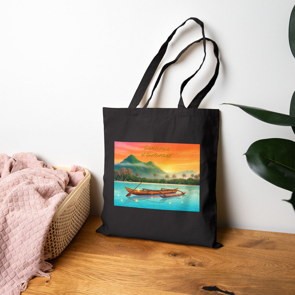 Tote Bag — Tropical Sunset Boat Canvas Tote