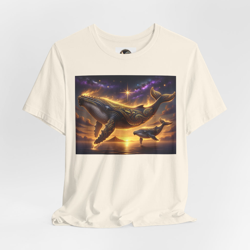 Sunset Whale Family T‑Shirt — Ocean Whale Scene Tee