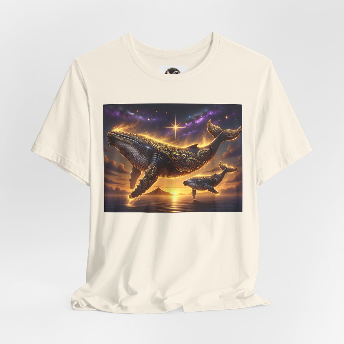 Sunset Whale Family T‑Shirt — Ocean Whale Scene Tee