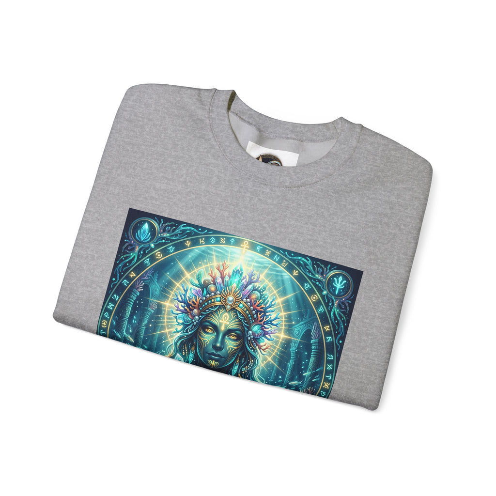 Mystic Goddess Crewneck Sweatshirt — Neon Spiritual Art Pullover