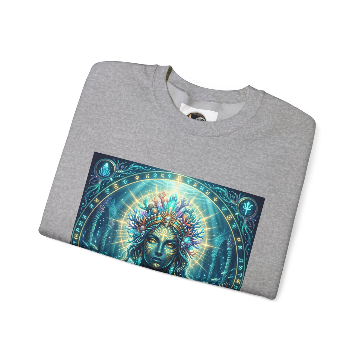 Mystic Goddess Crewneck Sweatshirt — Neon Spiritual Art Pullover