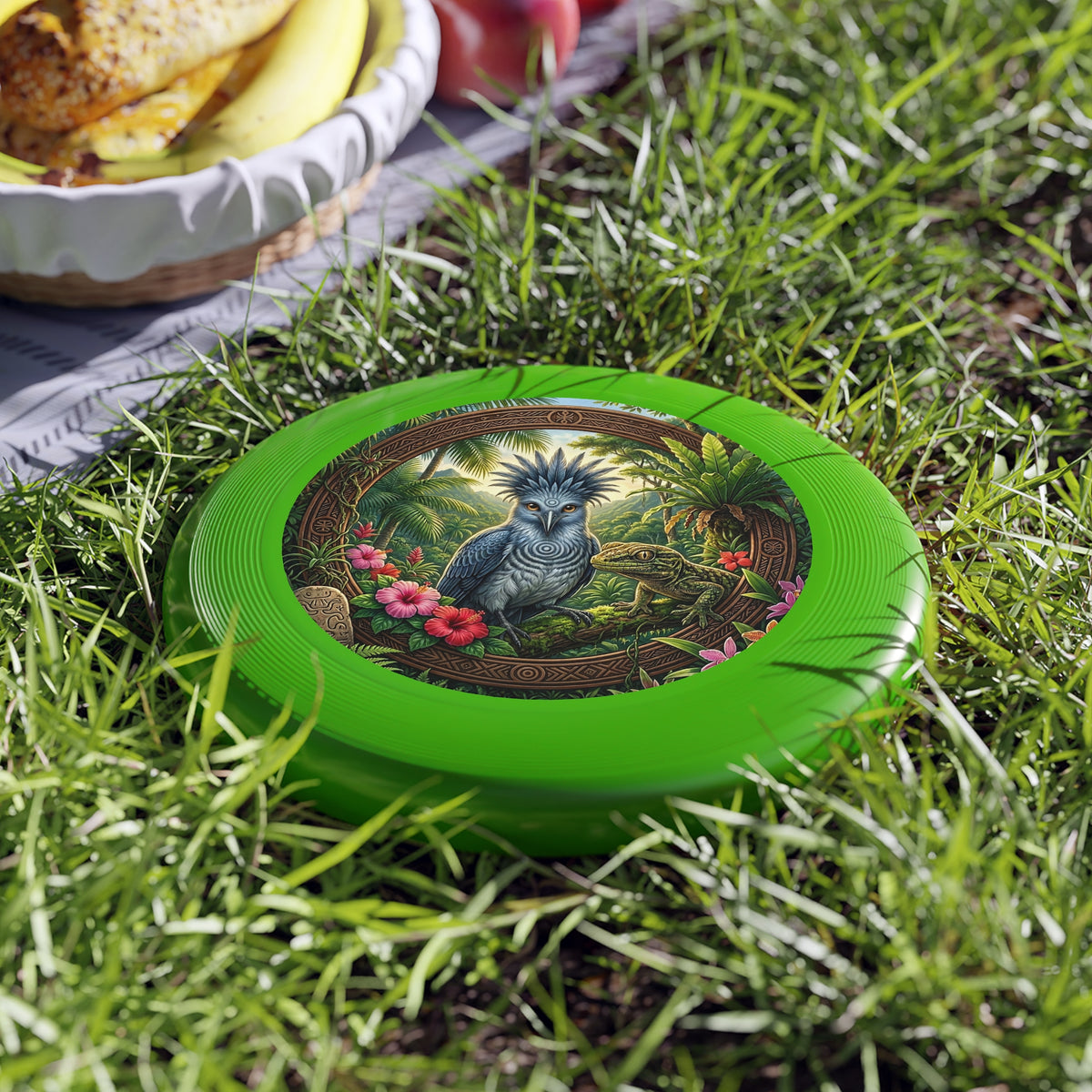Tropical Bird Wham‑O Frisbee — Jungle Parrot & Lizard Outdoor Flying Disc