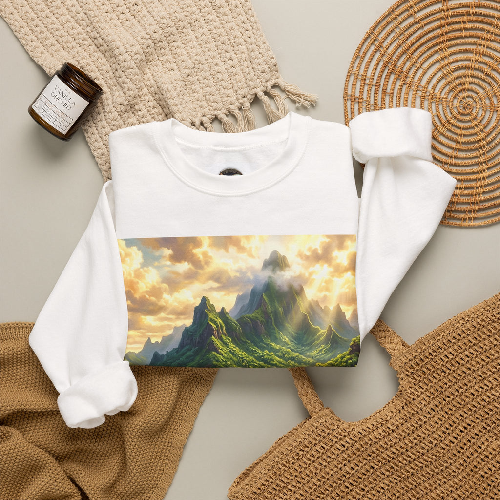 Tropical Island Crewneck Sweatshirt — Scenic Beach Landscape Pullover