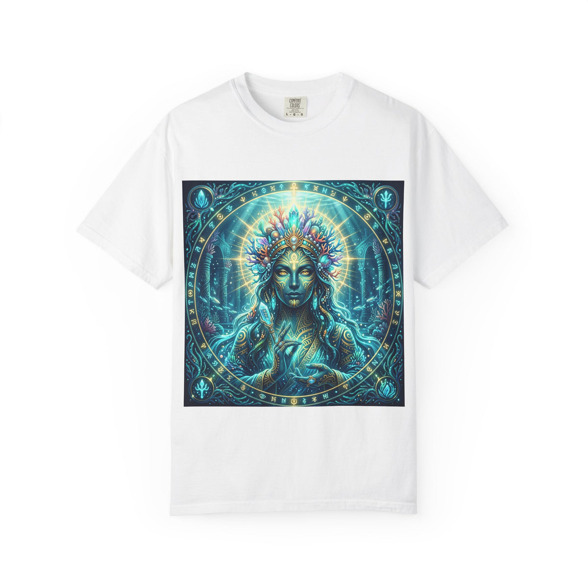 Mystic Goddess T-Shirt — Ethereal Blue Spiritual Art Tee