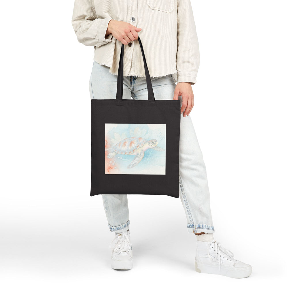 Sea Turtle Watercolor Canvas Tote Bag — Beachy Eco-Friendly Grocery Shopper